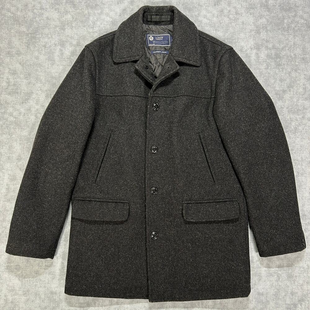 J.Crew University Jacket 96037 Stadium Cloth Wool Mens S Charcoal Fall 2009